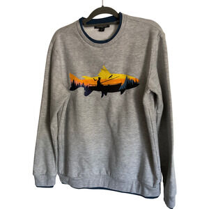 33 Degrees Men's Medium Gray Sweatshirt Pullover Fishing Fisherman Outdoors Crew